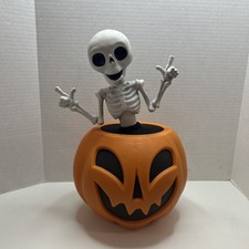Hyde And Eek LED Skeleton In Pumpkin Animated Sound Activated, Dancing Skeleton