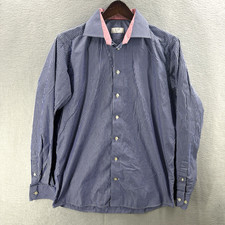 Eton Dress Shirt Mens 40 15 3/4 Pink Blue Stripe Cotton Contemporary Quiet Lux
