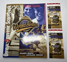 1995 World Series GAME 2 Tickets (2) + Souvenir Scorebook Braves vs Indians