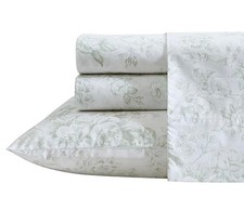 New in Package Laura Ashley Toile Delight 100 Cotton Green Sheet Set Queen