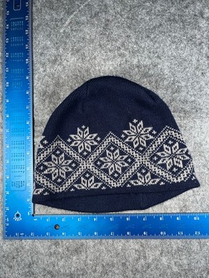 Ergee Ergolan Beanie Adult One Size Blue White Fair Isle Knit Polyacrylic Blend
