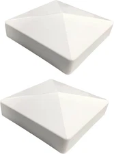 2 Pack Pyramid Style Fence Post Cap for 4" X 4" Fence - White PVC Cap