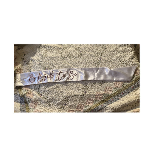 Sassy Sash Bride to Be Hen Night Sash White Gold Fabric Bachelorette Party
