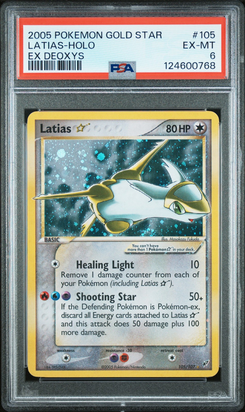 2005 POKEMON EX DEOXYS GOLD STAR #105 LATIAS-HOLO PSA 6 view 1
