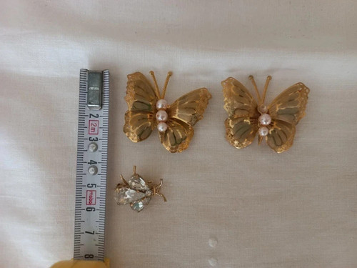 vintage broschen goldfarben Schmetterling und Biene