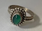 Green Onyx Stone Size 6 Vintage 925 Silver Ring