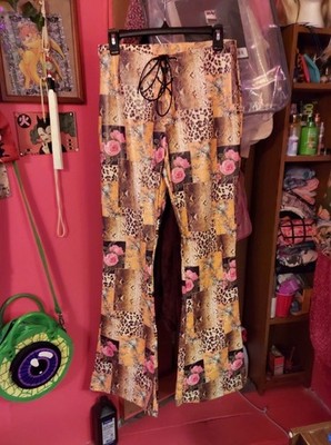 Animal + Floral Print Corset Front Patchwork Bellbottoms