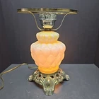 Vintage Hedco White Milk Glass Hurricane Table Gone With The Wind Lamp Quilted