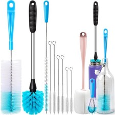 Bottle Cleaning Brush Set Pink Long Handle for Narrow Neck Bottles Decanters
