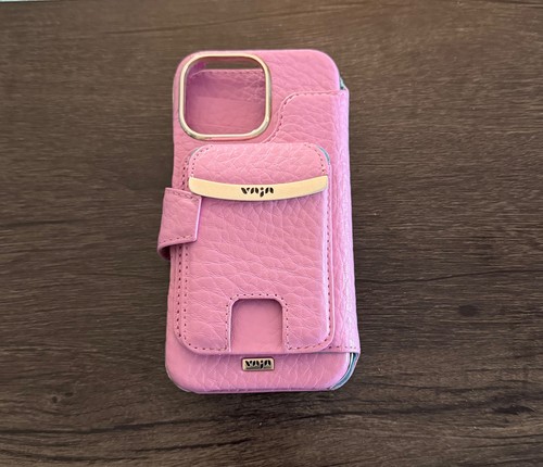 Vaja Luxury Leathe case system with silver trim for iPhone 16 pro max