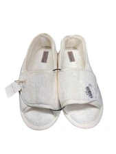 Daniel Green Tara II Terry Scuff Slippers White Open Toe Size 9.5M NWT