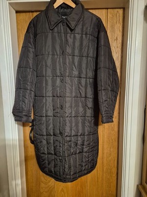 Copperose Quilted Long Black Coat Womens S/M Lightweight Comfortable