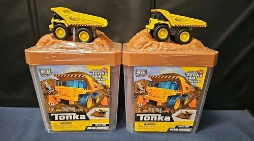 2 QTY Tonka Metal Movers Dirt & Dig New Playset with Dump Truck and Magic Sand