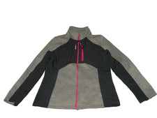 Reebok Women's Full Zip Polar Fleece Active Jacket Black/Silver/pink Sport NewXL