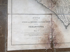 Original Victorian Crimea War Map, 1854 Sebastopol British Army Crimean Campaign