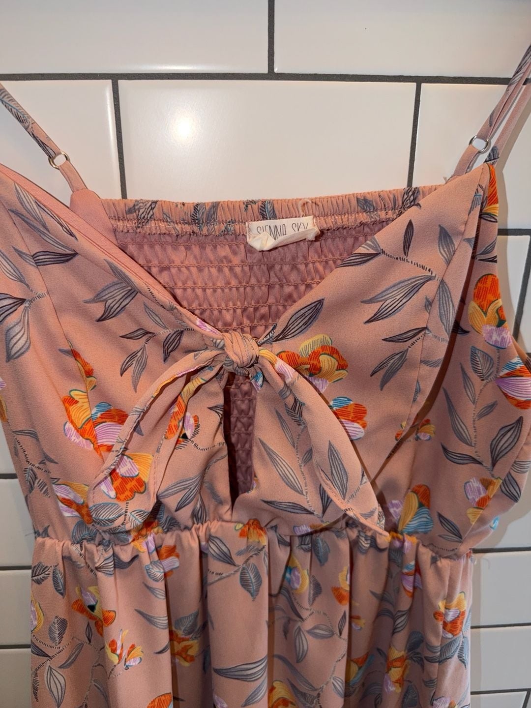 πΈ Mauve Floral Tie-Front Mini Dress | Size Small | Cottagecore Summer Dress, photo 3