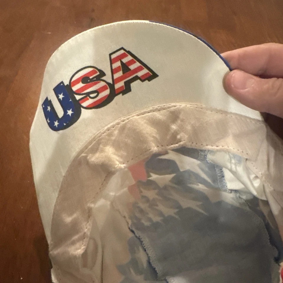 Gorra de ciclismo vintage roja/blanca/azul EE. UU. Foto 3 de 4