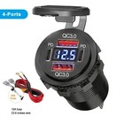 Ładowarka samochodowa USB Podwójna QC 3.0 PD 4 porty z woltomierzem Gniazdo wylotowe do 12/24V