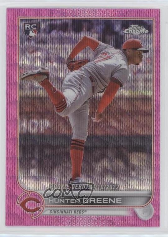 2022 Topps Chrome Update Rookie Debut Pink Wave Refractor Hunter Greene 3t1