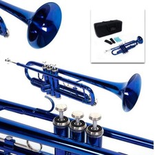 New Blue Student School Band Bb Trumpet W/ Casa Xmas Gift for Beginner