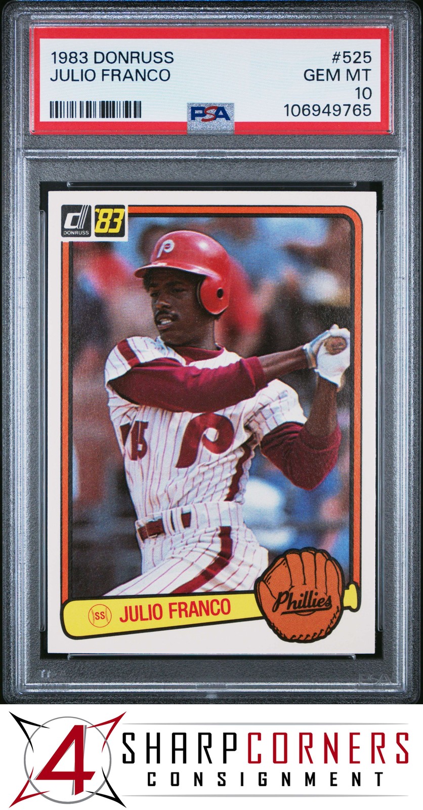 1983 DONRUSS #525 JULIO FRANCO RC PHILLIES PSA 10