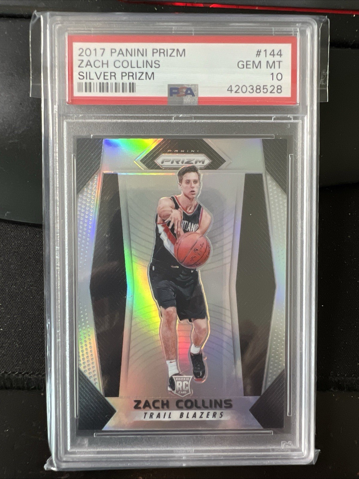 2017 Zach Collins Prizm Silver Refractor #144 Trail Blazers RC Rookie PSA 10 T