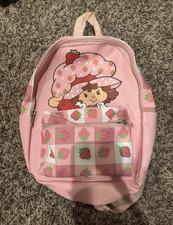 Strawberry Shortcake Small Girls Backpack Pink Gingham Zip Outer Pockets