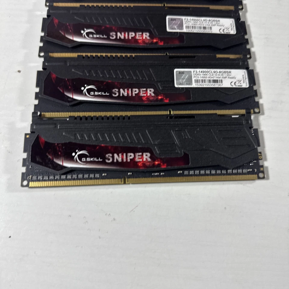 (4 Piece) G.Skill Sniper F3-14900CL9D-8GBSR DDR3-1866 16GB (4x4GB) Memory As Is - Image 2 of 4