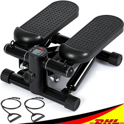 2 in 1 Mini-Stepper für Zuhause mit Power Ropes, Up-Down Swing Stepper Schwarz