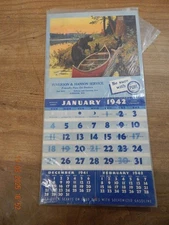 VINTAGE PURE OIL 1942 CALENDAR TUVERSON HANSON SERVICE SUPERIOR WISCONSIN