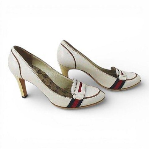 GUCCI Sherry Line Heeled Leather Loafers Shoes Size:37.5/JP:24.5 141114K Authen thumbnail 4