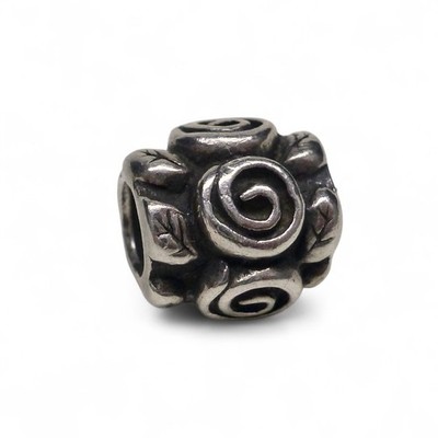 Pandora Charm Bead for Bracelet ALE 925 Silver Stylised Rose & Leaves