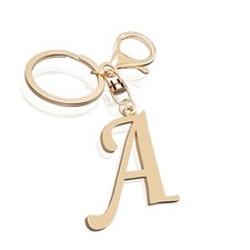Cute Stainless Steel Gold Initial Letter Keychain for Women Girl, Charms Gold-a
