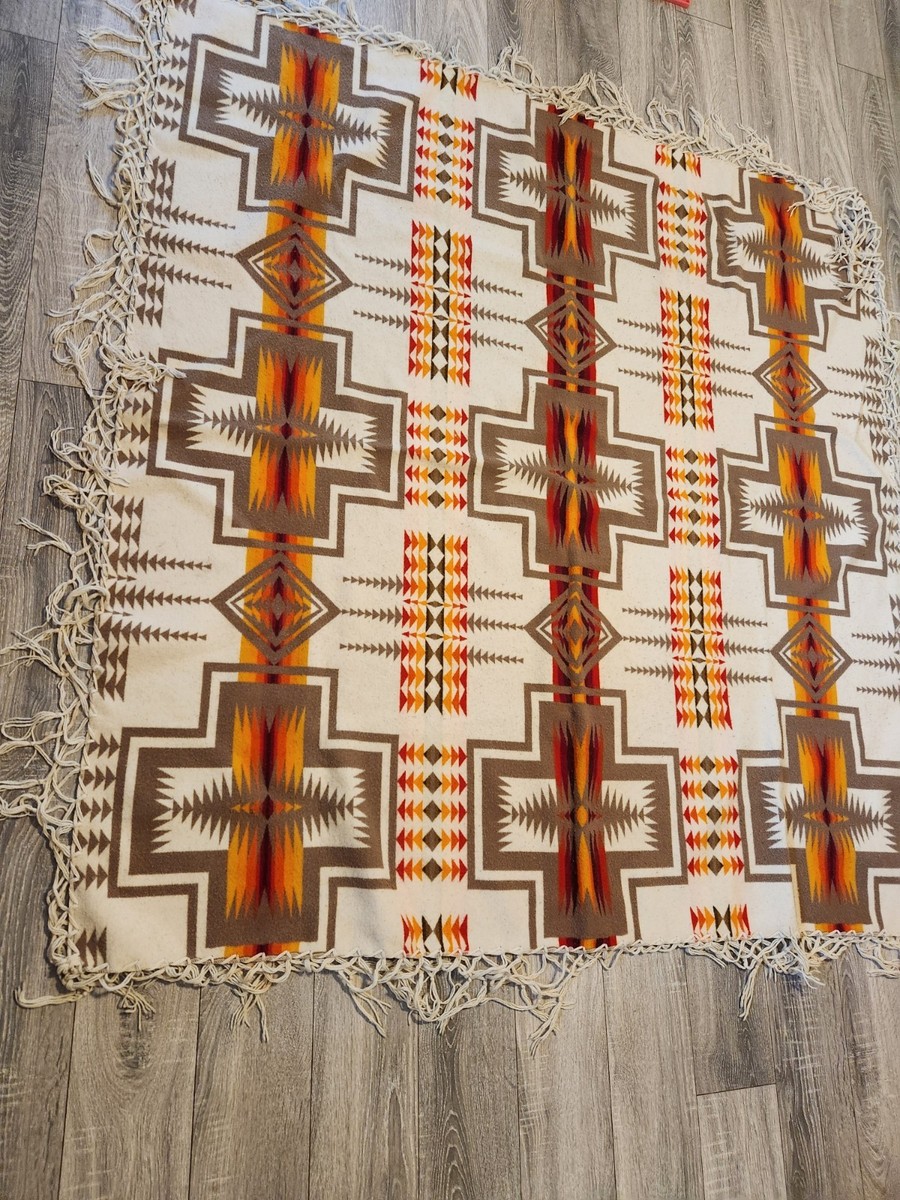 Vintage Pendleton Beaver State Wool Blanket 62x64 Harding Navajo