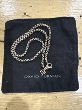 Authentic David Yurman 3.5 mm Round Box Chain 925 Sterling 585 Gold Tag  16”