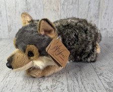 NWT Miyoni by Aurora Grey Timber Wolf Plush 11" Realistic Laying Husky