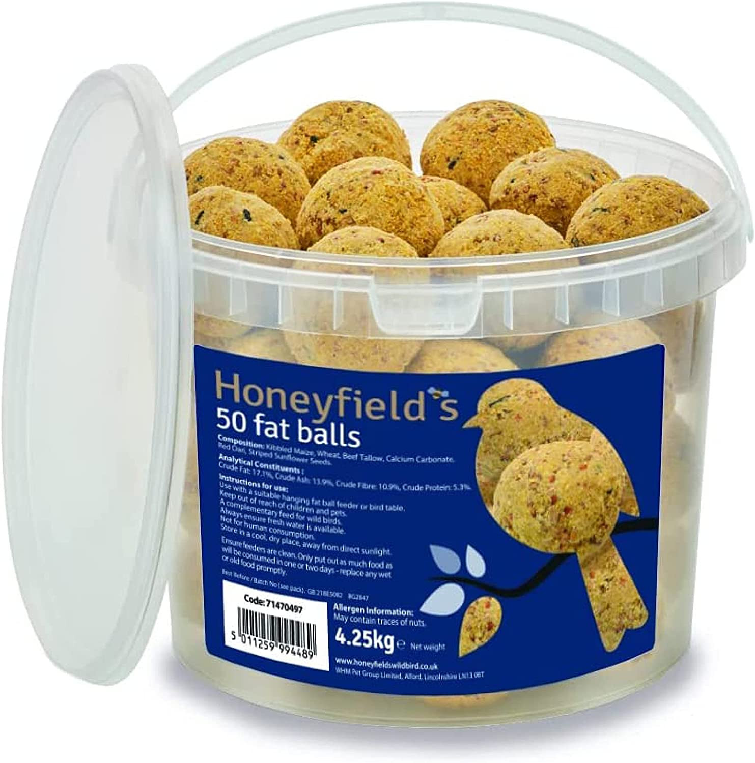 Fat Balls for Wild Birds (50) - High Energy Suet Feed, Nutritious, Great for Ha