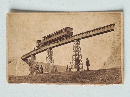 CDV Photo Rigi Unterstetten Viaduct Train Rack Swiss Vintage Switzerland c1880