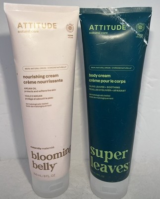 2pk- ATTITUDE  Maternity Nourishing Cream Blooming Belly & Super Leaves Cream 8z