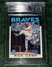 RICK CAMP SIGNED CARD  1986 TOPPS CARD  BECKETT AUTHENTIC BAS 10 AUTOGRAPH GRADE