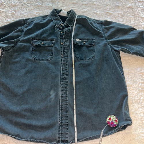 Vintage Carhartt Hemd Herren XL? Grüne robuste Outdoor Twill Arbeit mit Knopfleiste 90er ^ - Bild 8 von 9
