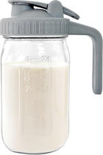 Breast Milk Pitcher Jug - 32 Oz Glass Mason Jar Airtight Pitcher with Pour Spout