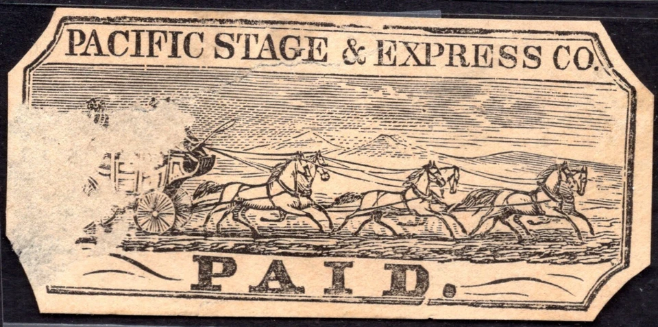 US 1820s PACIFIC STAGE & EXPRESS CO. HALLER HANDBOOK #FP3 CUT SQUARE FROM U34/35 - Image 2 of 4