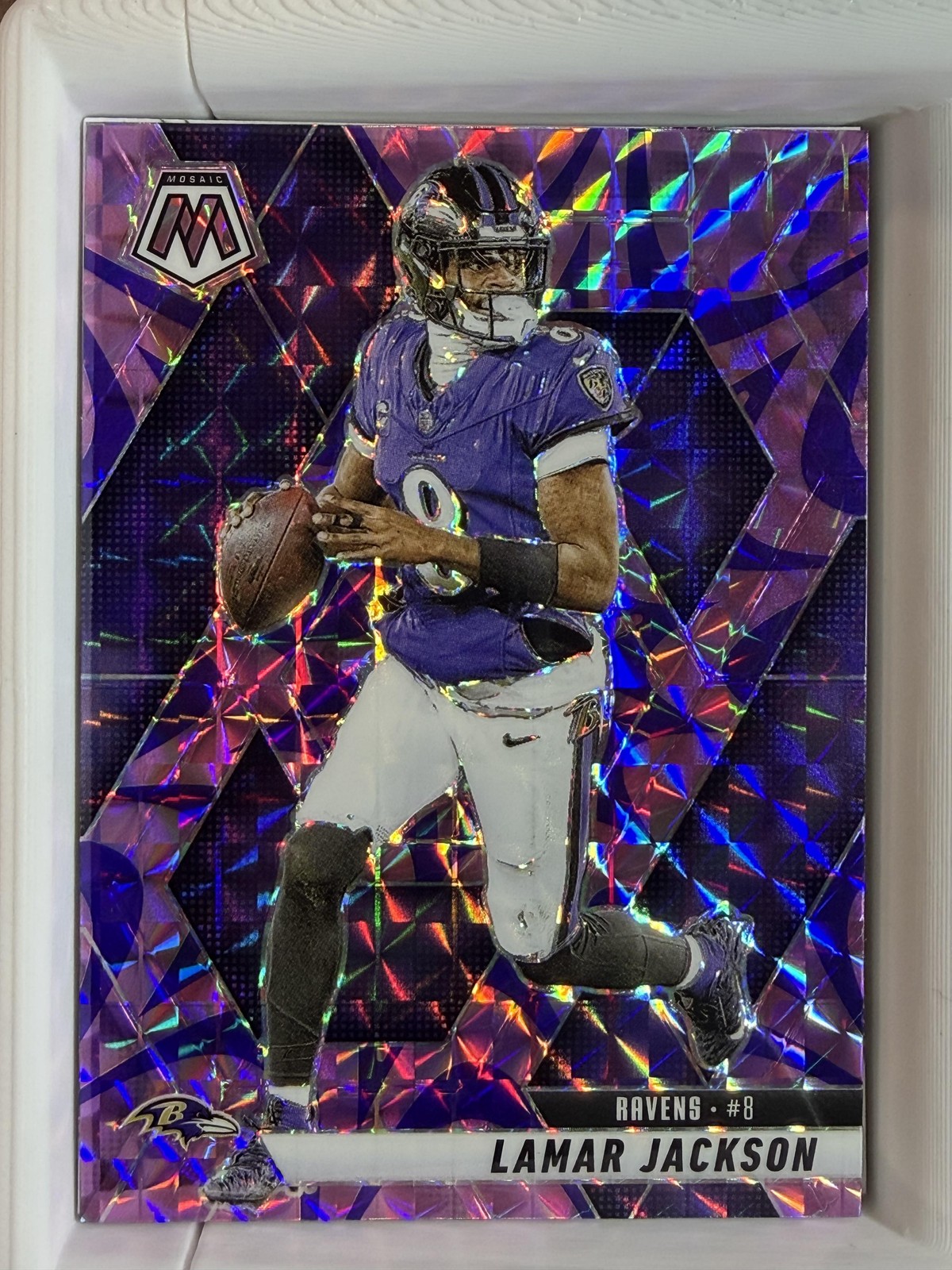 2025 Panini Mosaic #3 Lamar Jackson Mosaic Purple #/49