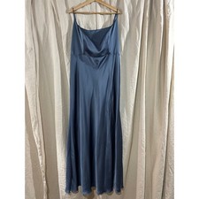 Birdy Grey Mai Matte Satin Dress French Blue Cowl Neck Bridesmaid Maxi Gown 1X