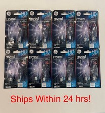 8 Pack 16 Bulbs GE REVEAL HD PURE CLEAN LIGHT 40W Dimmable Candelabra BC type