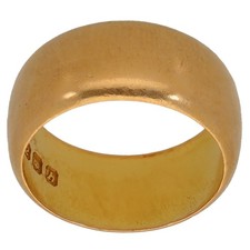 22ct Gold Ring 10.2g Wedding Plain Size M 1/2 - Fully Hallmarked