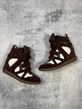 Isabel Marant Bekett Suede Wedge Sneakers Women  s Sz 39 Chocolate Brown  White