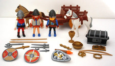 PLAYMOBIL 3152 5712 GUERRIERS VIKINGS CHARRETTE CONVOI TRESOR COMPLET NOTICE
