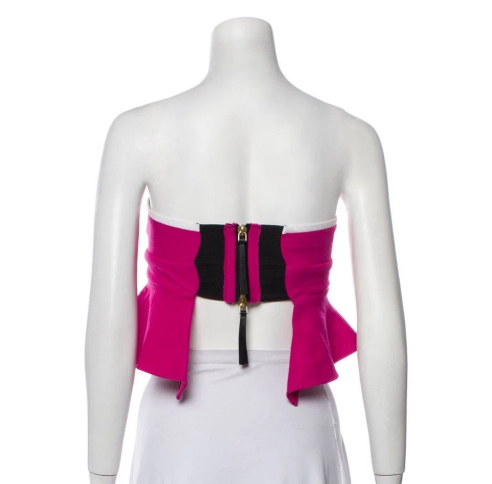 Top corto sin tirantes Marni rosa blanco cremallera expuesta talla M US6 IT42 mezcla de seda Foto 3 de 3